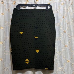 LuLaRoe Black and Yellow Geometric A-Line Skirt